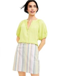 LOFT Pastel Striped Medium 6 Mini Skirt Pink Yellow White Preppy NWOT